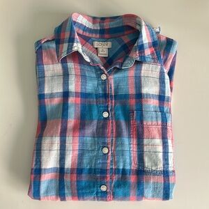 J. Crew Factory Plaid Gauze Popover Shirt XSP